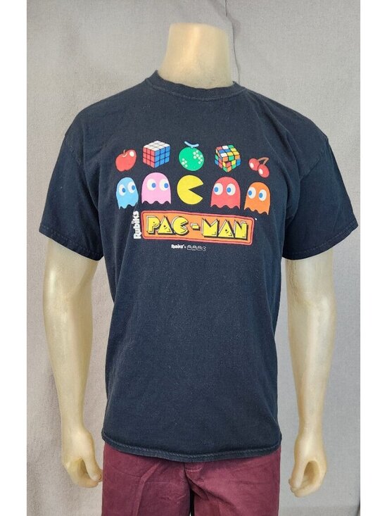 Brisco Brands Other - Brisco Rubiks Cube Pac Man 80s Graphic Print LARGE Crew Sh Slv T Shirt Top USED